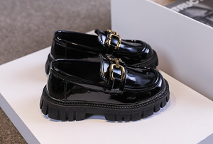 Mocassini da principessa Slip-On in pelle nera alla moda per ragazze di primavera <span class=keywords><strong>scarpe</strong></span> singole da bambina per bambini per feste estive - Product Image 5