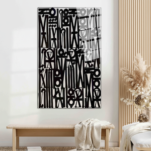 Printed <b>Canvas</b>: Black and White American Art Graffiti <b>Wall</b> Art,TEMPERED GLASS ART - Product Image 3