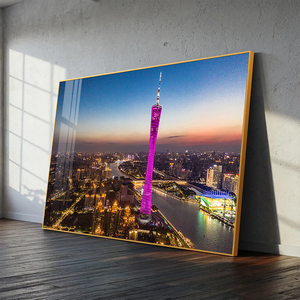 Quadro di Lusso in Resina Epossidica <span class=keywords><strong>con</strong></span> Diamanti Intarsiati a Mano, Grande <span class=keywords><strong>Cornice</strong></span> in Alluminio, Paesaggio Urbano, Natura Morta per Soggiorno e Arredamento Hotel - Product Image 2