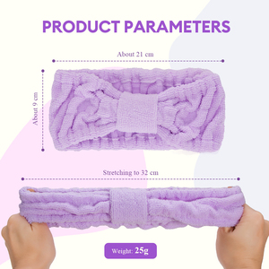 Haokey OEM Bandeau élastique ultra-fin en microfibre 21*9 cm pour spa, yoga, sport, douche, maquillage, bain, mode, avec logo personnalisé pour femme - Product Image 2