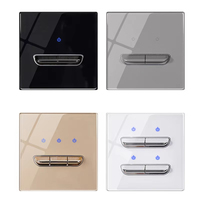 Interrupteurs muraux électriques avec prises USB doubles 13A en verre trempé noir, 1/2/3/4 gang, bouton EU UK, avec indicateur LED