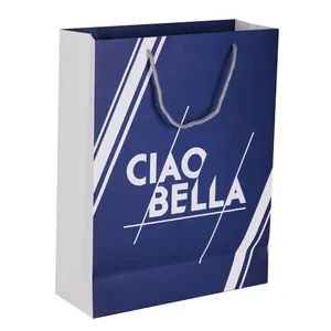 Reusable Cardboard Glossy Elegant Custom Kraft Logo Grocery Paper Bag Gift Bags With Handles