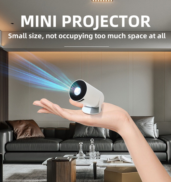 Portable Mini Projector Android 11 Smart WiFi Movie Projector 130 ANSI Lumens Pocket for Outdoor Camping Home Entertainment