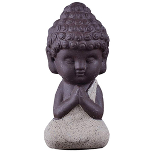 4 Piezas de Cerámica Tradicional Mini Pequeño Buda Estatua Monje Estatuilla para Té Decoración de Mascotas - Product Image 3