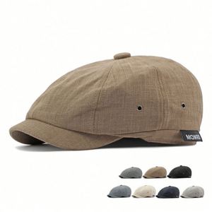 Summer Breathable Vintage British Beret <b>Hat</b> <b>for</b> Men Daily Casual Solid Color 8 Panels Newsboy <b>Hat</b> - Product Image 1