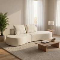 Canapé Chesterfield moderne une place pour salon, modèle Cashew, revêtement en tissu éponge pur, compression sous vide, moulage monobloc