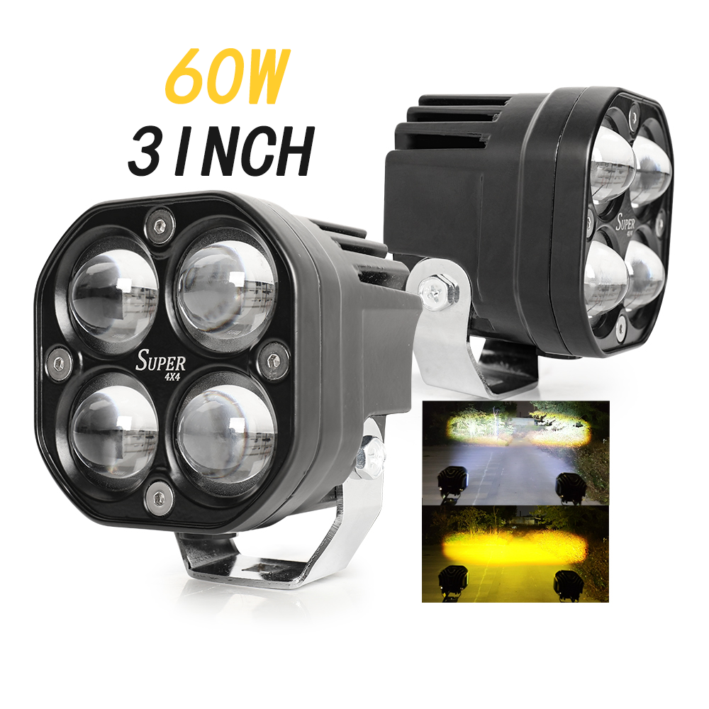 Senlo New 80W High Power 3inch Dual Color 5D Projector Led Fog Light Bumper Cube Spot Beam Offroad 4x4 Backup Led Work Light