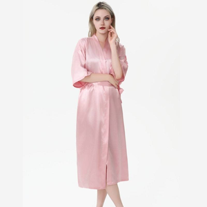 Accappatoio in Seta Personalizzato Stile Europeo e Americano, Cardigan in Raso Tinta Unita per <span class=keywords><strong>Donna</strong></span>, Sottile e Sensuale - Product Image 4