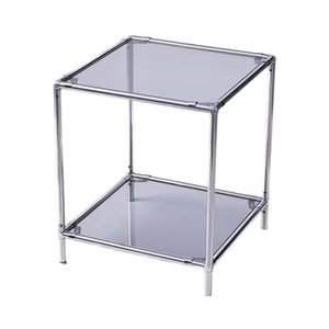Hot Bán Hiện Đại Rõ Ràng Glass Bảng Bên Với Bạc Thép Không Gỉ Chân Vòng Acrylic Bàn Trà Cho Phòng Khách Nhỏ End Bảng - Product Image 1