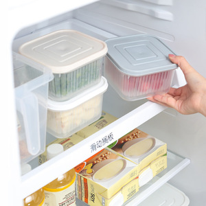 Food <b>Storage</b> Box Square With Lid For Vegetables And Fruits <b>Kitchen</b> Use White Beige Gray - Product Image 2