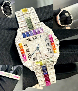 VVS Moissanite Diamond Iced Out Square Glass Dial Stainless Steel Automatic <b>Mechanical</b> <b>Watch</b> for Men and Women - Product Image 1