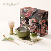 Ensemble de matcha en céramique émaillée au four avec bol rond, fouet en bambou et support pour bar à thé, vente au détail et commandes en gros, cadeaux d'entreprise, direct usine