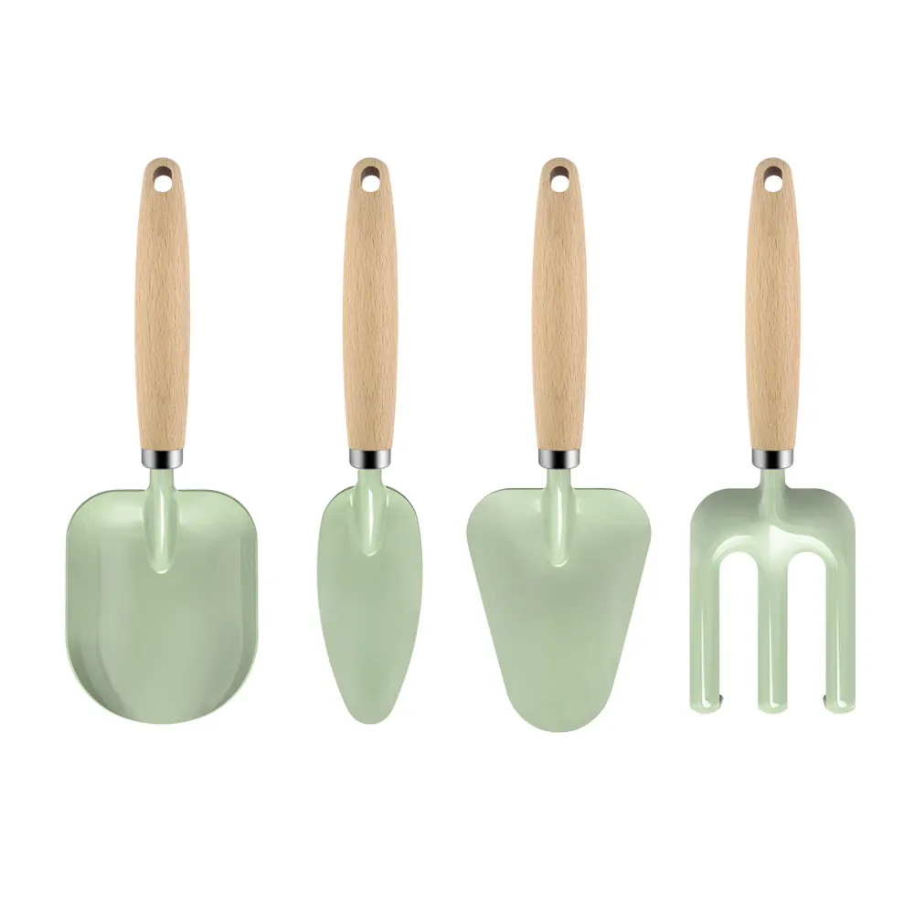 Hot selling 4PCS OEM wood handle Shovel Trowel Rake Kids Gardening Set Children Garden Tools set for Kids