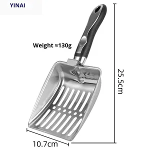 Pala de arena para gatos de acero inoxidable grande ecológica con gancho, caca de gato de <span class=keywords><strong>Metal</strong></span>, Tofu, arena, suministros de limpieza, cuchara para arena para gatos - Product Image 4