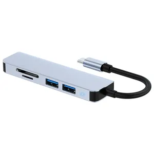 Hub usb tipo c para usb3.0 multifunções, 5 portas, usb2.0 * 2 + tf + sd 4k 60hz, tipo c hub, adaptador, estação de carga para laptop