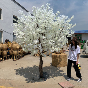 Arbre de cerisier artificiel de haute qualité, grand, décoratif, en plastique, fleurs de cerisier blanches, cerisier haut de gamme - Product Image 1