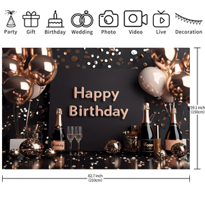Bannière de fond 3D dorée et noire en polyester pour décoration murale de fête d'<span class=keywords><strong>anniversaire</strong></span> - Product Image 6