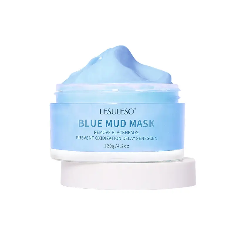 OEM ODM Private Label Pure Natural Organic Exfoliating Clay Facial cream Blackhead And Acne Blueberry Blue Mud Face Mask