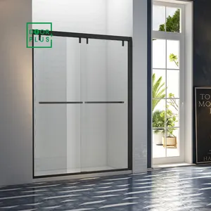 Doorplus الزاوية الحمام مخصص فرملس 2 الوجهين كبائن استحمام مقصورة للدش وحدة أبواب زجاجية مقصورة الاستحمام مع الأسود هينج