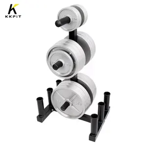 KKFIT Home Gym Use Assembly Required Barbell Bar Holders Weight Plate Tree Rack Weight Disco Strong Rack with Wheels