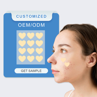Patchs Hydrocolloïdes Anti-Acné en Forme de Cœur Personnalisés en Gros, Style Coréen Mignon, Autocollants Cicatrisants pour Boutons, pour Imperfections du Visage