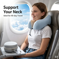 Oreiller de voyage ergonomique en mousse à mémoire de forme en U, avec housse rafraîchissante et douce, portable, pliable, personnalisable avec logo