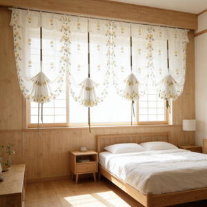 Voilage romain brodé vintage avec bordure en dentelle festonnée, demi-<span class=keywords><strong>rideau</strong></span> pour café, restaurant, ferme, <span class=keywords><strong>rideau</strong></span> à enrouler - Product Image 4