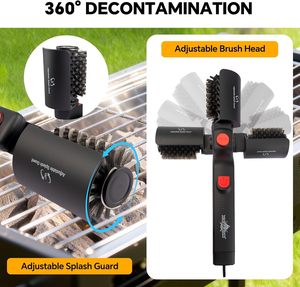 Brosse de nettoyage électrique rotative pour barbecue avec 1 tête de rechange, brosse de nettoyage de barbecue sans fil rechargeable avec angle réglable - Product Image 3