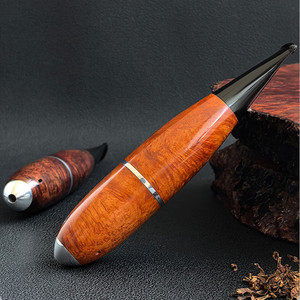 Pipe à fumer Zeppelin Torpedo en bois de bruyère d'Italie, finition laquée 9 mm, portable et coupe-vent, une seule aspiration - Product Image 3