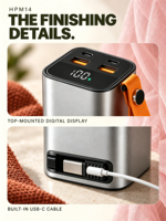 Batterie externe haute capacité 20000mAh avec charge rapide PD 100W, câble USB-C rétractable intégré, double USB, chargeur portable pour ordinateur portable