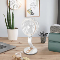Ventilateur portable pliable à hauteur réglable, batterie 1500 mAh, 2 vitesses, faible bruit, pour table, bureau, extérieur, maison, café