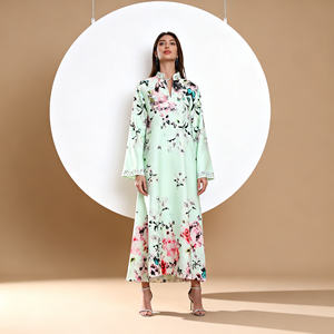 Elegante Vestido Abaya de Poliéster con Pedrería Termoadhesiva Personalizada para Mujeres Musulmanas, Venta al Por Mayor de Lujo - Product Image 4