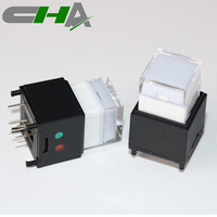 Interrupteur à bouton-poussoir CHA avec anneau LED, série C303, mini interrupteur à bouton-poussoir LED avec capuchon carré