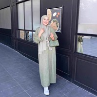 Abaya décontractée pour femmes Loriya, couleur unie, simple, manches droites à fente, en lin, pour robe musulmane de Dubaï