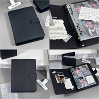 Classeur A5 Matériau PU 4 poches 6 anneaux Dossier à feuilles mobiles Kpop Classeur de cartes photo pour porte-cartes photo Kpop Album de cartes photo
