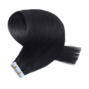 <b>Tape</b> Human Hair Extensions Indian Remy Single Weft Double Drawn Black Straight Hair Extension - Product Image 1