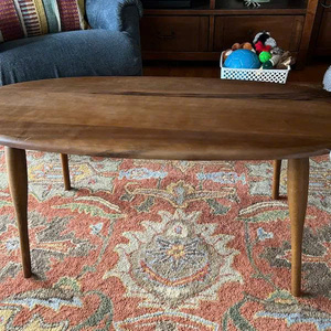 Table basse en bois de noyer massif, ovale, ellipse, rectangle, style moderne du milieu du siècle, faite à la main, prix de gros - Product Image 6