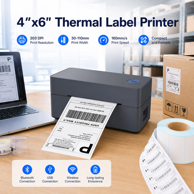 YUANAIDC Desktop 4 Inches Direct Thermal Barcode Label Printer USB/ BT Interface Printer YJ-9203