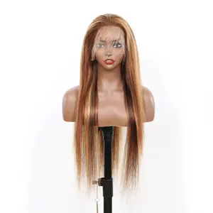 Ready to Ship 4*4 14" to 30" Lace Front Wig Brazilian Remy Human Hair colored Straight Lace Front Wig