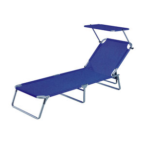 Chaise longue de plage pliable avec parasol intégré, légère, en métal, confortable et écologique - Product Image 1