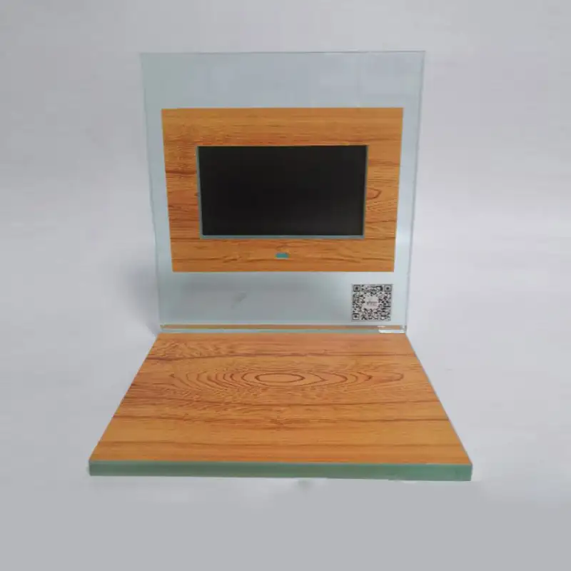 Fábrica de madeira personalizado pmma plexiglass acrílico lcd screen display stand acrílico titular exibir pop contador com lcd player de vídeo