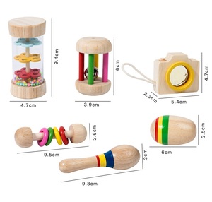 Jouets <span class=keywords><strong>Montessori</strong></span> pour l'éducation précoce, <span class=keywords><strong>hochet</strong></span> à main Olver, ensembles de 6 pièces, hochets en bois pour bébés, ensemble cadeau pour nouveau-nés - Product Image 2