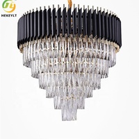 JYLIGHTING Lustre suspendu LED moderne de luxe en cristal, style nordique rétro, pour bureau, vente en gros
