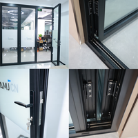 Puerta Plegable de Vidrio Tipo Acordeón para Patio, Estilo Norteamericano, con Aislamiento Térmico, de Aleación de Aluminio, para Proyectos Comerciales y Hoteles
