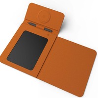 Chargeur sans fil 3-en-1 rapide 15W, tapis de souris, bloc-notes électronique pliable en PU de qualité supérieure, montre connectée et écouteurs
