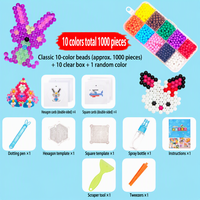 Kit de perles magiques à fusionner à l'eau personnalisées, 10 couleurs, 1000 pièces, ensemble de bricolage, perles à pulvériser sans repassage, jouet éducatif pour enfants, cadeau
