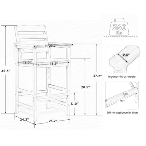 เก้าอี้สูงสำหรับระเบียงกลางแจ้งกันน้ำทนทานต่อสภาพอากาศใช้กันอย่างแพร่หลาย - Product Image 4