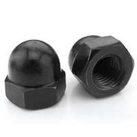 Baja hitam mur Acorn segi enam DIN1587 lapisan oksida hitam mur segi enam mur topi bulat