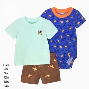 Pijama de Algodón 100% para Bebés Niños, Traje de Tres Piezas para Recién Nacidos, Mameluco de Manga Corta con Estampado de Dibujos Animados, <span class=keywords><strong>Ropa</strong></span> de Bebé - Product Image 6