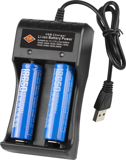 Portable 2 Slots Li-ion Lithium Battery USB  Charger Adapter